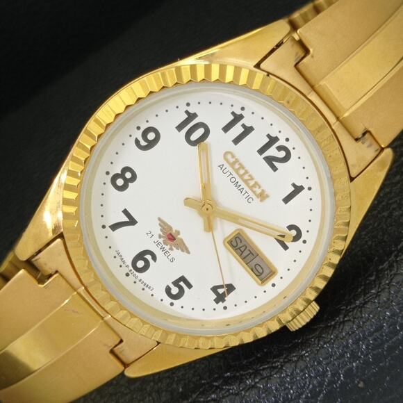 Citizen Other - Vintage 1973 Citizen Automatic Mens Gold Watch W/daydate & White accents